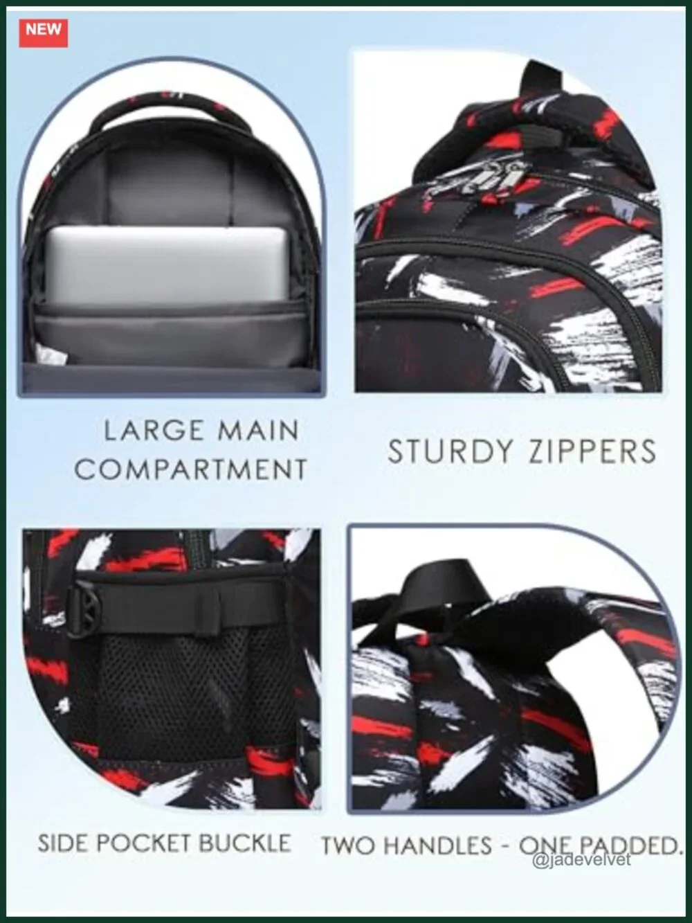 Kids Backpack with Laptop Compartment, Water-Resistant, S-Shaped Straps, 25L